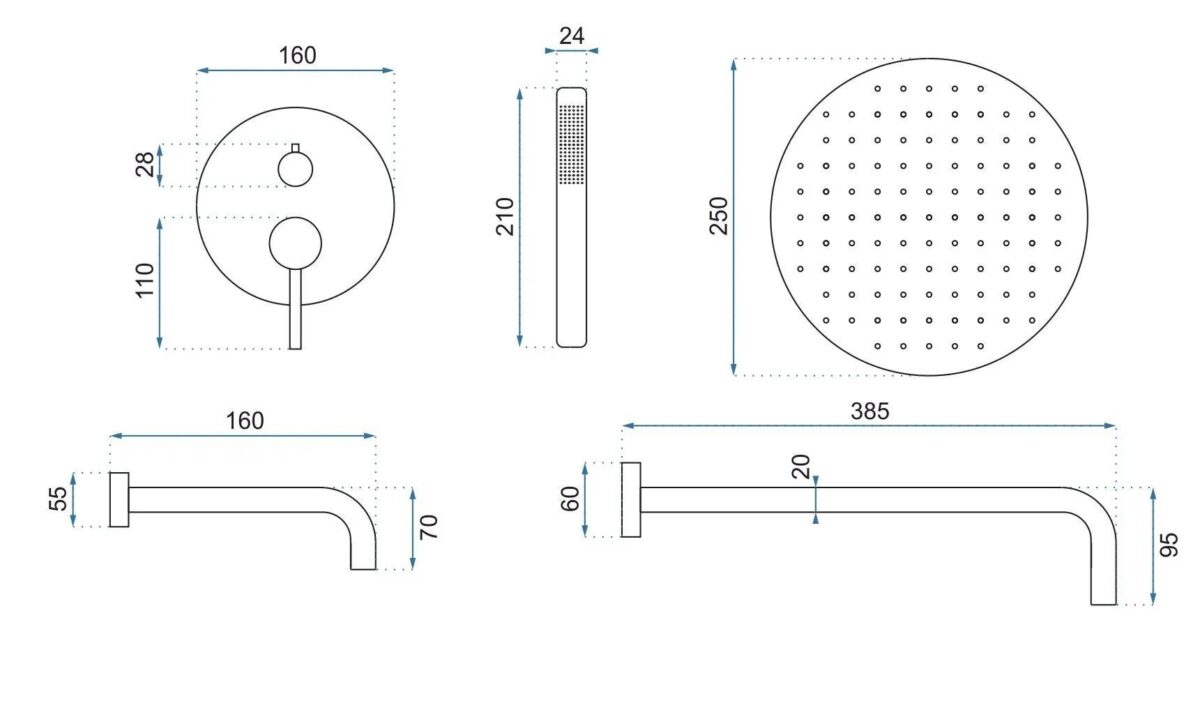 SET DE DUȘ INCASTRAT LUNGO COPPER BRUSH+BOX - imagine 2