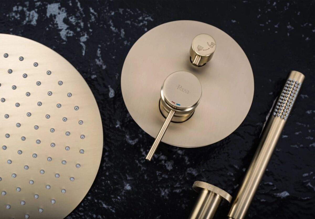 SET DE DUȘ INCASTRAT LUNGO GRIP GOLD BRUSH+BOX - imagine 2