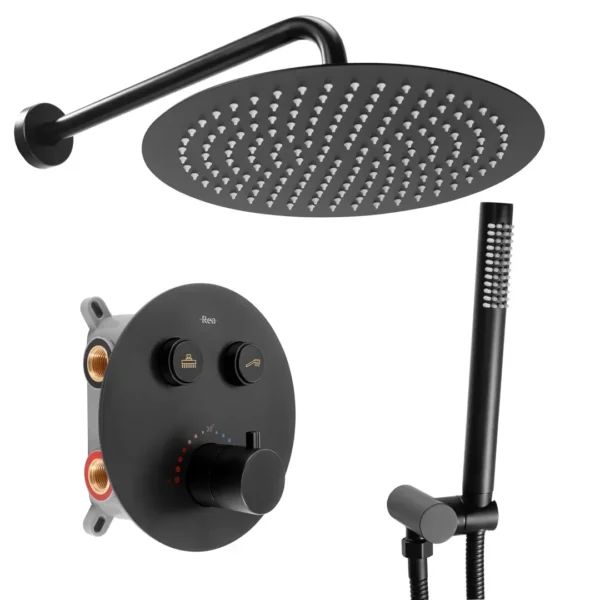 SET DE DUȘ INCASTRAT LUNGO BLACK CU TERMOSTAT
