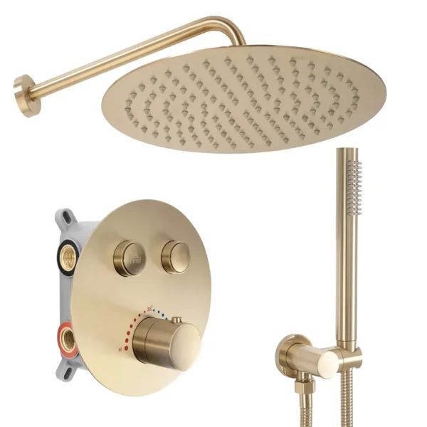 SET DE DUȘ INCASTRAT LUNGO GOLD BRUSH CU TERMOSTAT+BOX