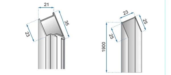 PROFIL MAGNETIC PENTRU UȘI DE DUȘ MOLIER CHROME 190cm