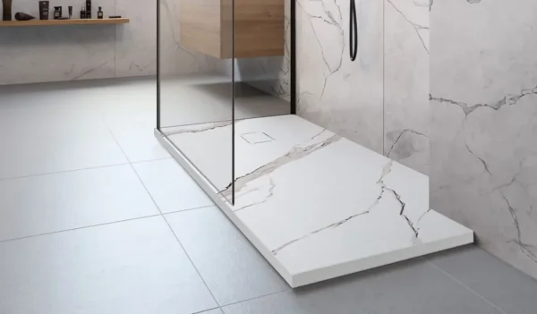 CĂDIȚA DUȘ BAZALT CARRARA WHITE 80x100