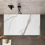 CĂDIȚA DUȘ BAZALT CARRARA WHITE 90x90