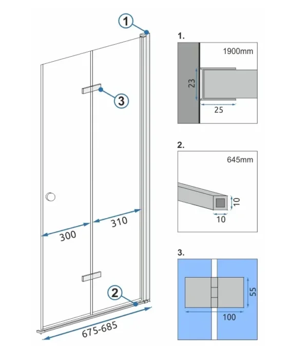 CABINA DE DUȘ FOLD N2 CHROME 80