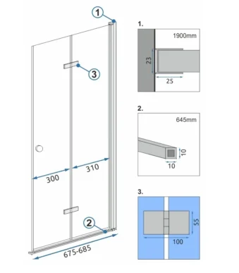 CABINA DE DUȘ FOLD N2 CHROME 70