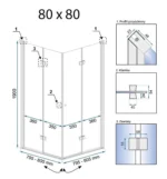 CABINA DE DUȘ FOLD N2 CHROME 80x80