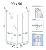 CABINA DE DUȘ FOLD N2 CHROME 90x90