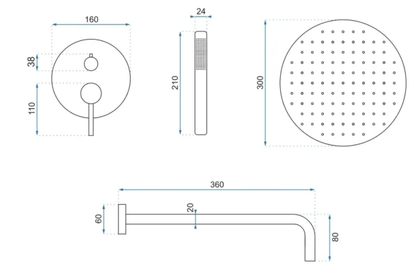 SET DE DUȘ INCASTRAT LUNGO WHITE+BOX