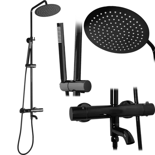 COLOANA DE DUȘ LUNGO BLACK METALLIC+TERMOSTAT