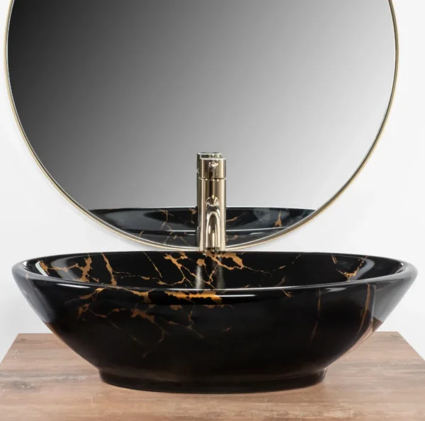 LAVOAR PE BLAT PAMELA BLACK MARBLE SHINY